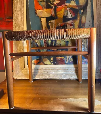 Mid Century Danish Teak Weaved Foot Stool Denmark • $225