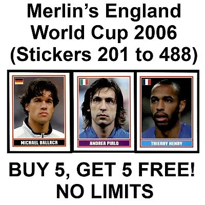 £1 • Buy Merlin World Cup England 2006 (201 To 448) **Please Select Stickers**