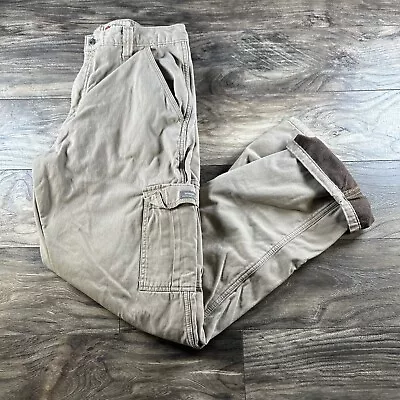 Wrangler Cargo Pants Mens 34x34 Tan Relaxed Paratrooper Fleece Lined Heritage • $16.97