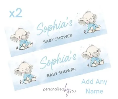 2x Personalised BABY SHOWER / GENDER REVEAL Banners LARGE Party Poster ELEPHANT • £5.95