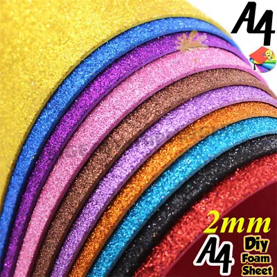 £116.99 • Buy 10 PCS A4 Glitter Premium Quality 12 Colours Arts Crafts Foam Sheets