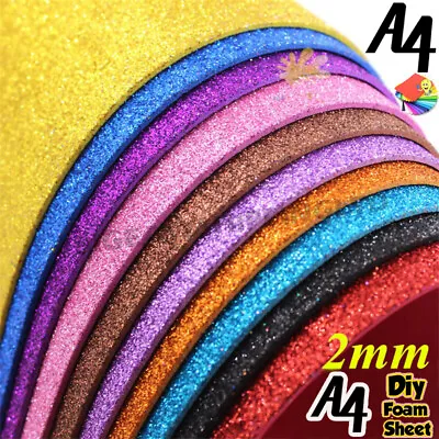 10 PCS A4 Glitter Premium Quality 12 Colours Arts Crafts Foam Sheets • £16.99