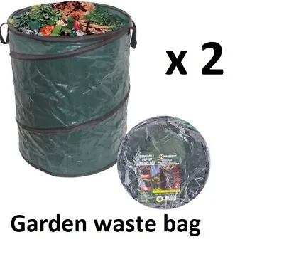 2 X Pop Up Large Garden Waste Bag Rubbish Sack Waterproof Heavy Duty Reusable 30 • £14.95