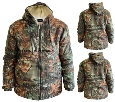 Mens THICK Camoflauge Jackets Quilted Jungle Fishing Sherpa Fleece Lined Hunting • £22.99