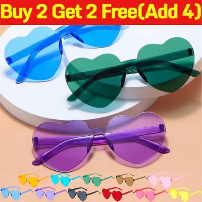 UK Women Teen Love Heart Shape Sunglasses Fun Dress Party Festival Summer Glass~ • £2.95