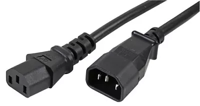 IEC C14 Plug To IEC C13 Socket Extension Lead 6A 1m Black • £4.35
