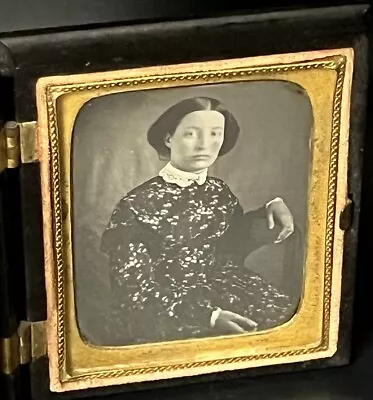 1/9 Plate Daguerreotype Photograph Young Lady In Thermoplastic Union Case • $21.50