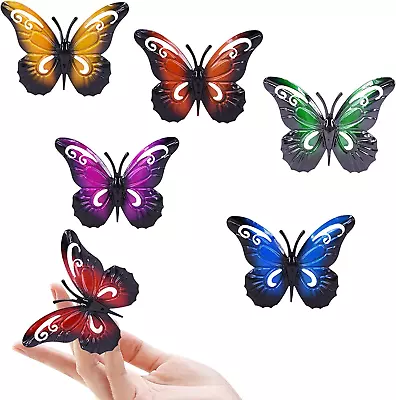 £8.98 • Buy 6 PCS Metal Garden Butterfly Wall Art Hanging Butterfly Decoration Outdoor Fence
