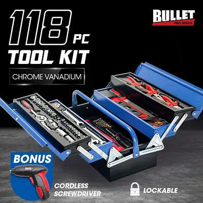 BULLET 118pc Tool Kit Box Set Metal Spanner Organizer Household Toolbox Socket • $133