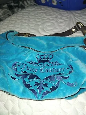 $99.99 • Buy Vintage Juicy Couture Velour Daydreamer Bag Light Blue/Dark Ble Embroidery