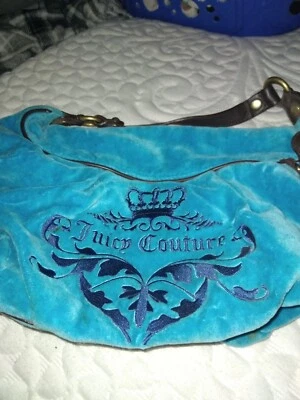 $99.99 • Buy Vintage Juicy Couture Velour Daydreamer Bag Light Blue/Dark Ble Embroidery