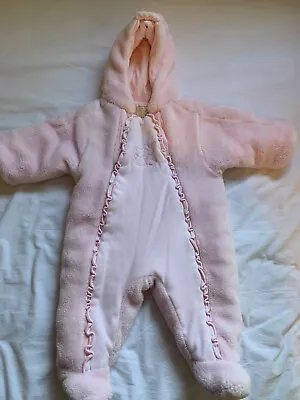 Baby Girl Emile Et Rose Pink All In One Fleece Hood Snow Pram Suit 1 - 3 Months • £8.99