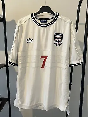 1999/01 BECKHAM #7 England Vintage Umbro Home Football Shirt (XXL) Euro 2000 • £149.99
