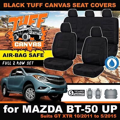 BLACK TUFF CANVAS S2 Mazda BT-50 Dual Cab Seat Covers 2ROW XT XTR 11/2011-9/2015 • $229