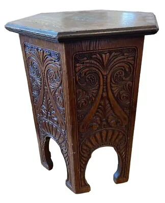 Incredibly Detailed Mission Arts And Crafts Era Hexagon Wood Side End Table • $450