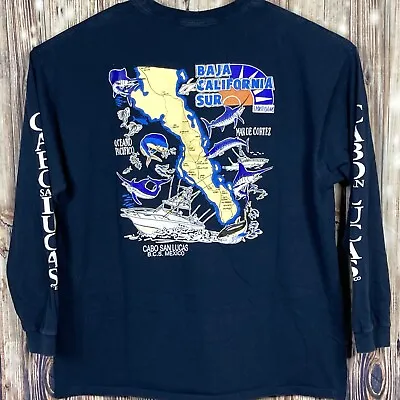 $20 • Buy Cabo San Lucas ￼BCS Mexico Mens 2XL Long Sleeve Shirt Blue Pullover Yazbek Heavy