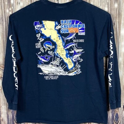 $20 • Buy Cabo San Lucas ￼BCS Mexico Mens 2XL Long Sleeve Shirt Blue Pullover Yazbek Heavy