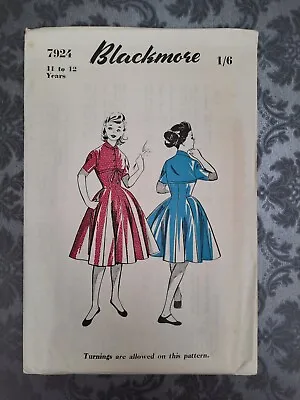 £7.50 • Buy 1950's Blackmore Paper Sewing Pattern Vintage Girls Dress  11- 12 Yrs 