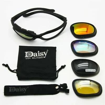 Daisy C5 X Tactical Goggles Desert Storm 4 Lens Outdoor UV Military Sunglasses • £11.99