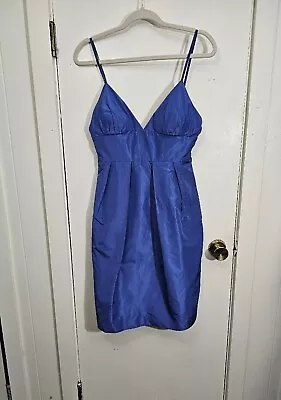 J. Crew 'Adrienne' Blue Silk Taffeta Party Dress With Pockets - Size 4 • $16