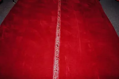 Vintage Deep Red Very Long Tassel Fringe Edge Pr Chenille Curtains • $87.02