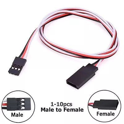 1⁓10pcs Servo Extension Lead Male To Female 3 Wire Cable Cord For RC Futaba JR • £3.32