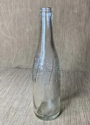 Vtg 1947 Embossed Vertical Wave Pepsi-Cola Clear Straight Side Glass Bottle • $14.99