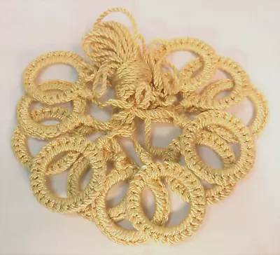 Vtg Lot Of 12 Crochet Shade / Blind Window Pull Rings Gold Cream Color Handmade? • $14.95