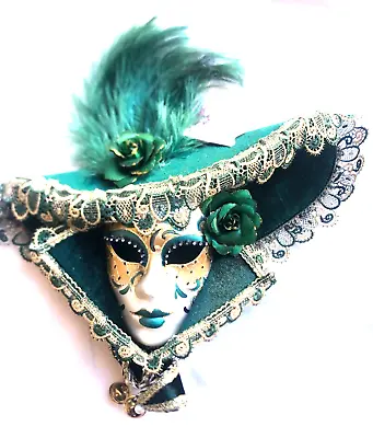 Green  Miniature Jolly Cappello Carnival Decorative Venetian Masquerade Mask • $78.95