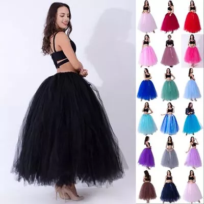 New Women Layers Long Tulle Tutu Skirt Wedding Petticoat Prom Party Ball Gown YD • £32.29