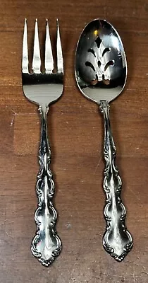 2 Pieces Mozart Oneida Deluxe Stainless Pierced Serving Spoon & Meat Fork • $15