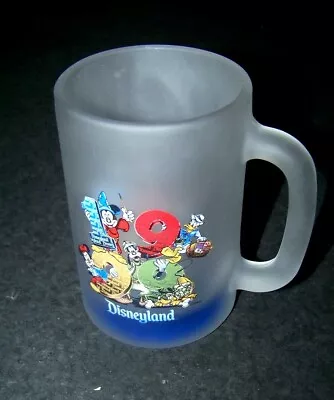 1999 Disneyland Glass Handled Cup Mug Tankard Mickey Mouse Goofy Donald Pluto • $20