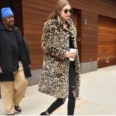 $50 • Buy Zara Basic Leopard Faux Fur Coat Womens Size XS Jacket Animal Print Button Up