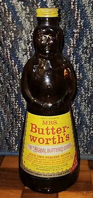 1960s ANTIQUE MRS. BUTTERWORTH SYRUP BOTTLE WITH LID PAPER LABEL NICE RARE HTF! • $34.66