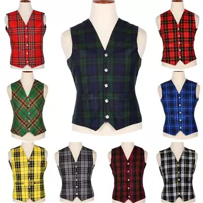 Scottish Tartan Kilt Vest 5 Button Acrylic Wool Tartan Waistcoat In 40+ Tartans • $38.99