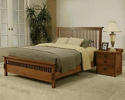 USA Made Mission Queen Spindle Bed 100% Solid Rift & Quarter Sawn Oak Furniture • $2399