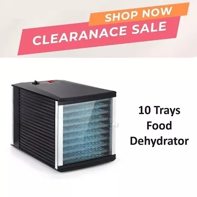 10 Trays Food Dehydrator Adjustable Temperature Dishwasher Safe SAA Approved Bla • $140.29