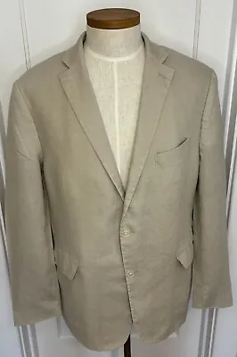 Lauren Ralph Lauren Men's Size 48L Ivory Linen Sport Coat Jacket Green Label • $49.95