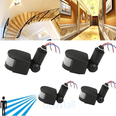 4x PIR Infrared Motion Sensor 180° Detector Switch Wall Light 110V Home Outdoor • $26.99