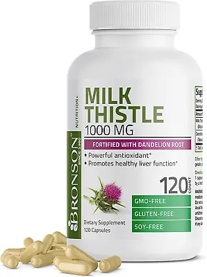 Milk Thistle 1000mg Silymarin Marianum & Dandelion Root Liver Health Support 120 • $13.80
