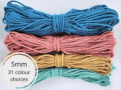 5mm Rope 10 20 30 50 Metres Macrame Cord Cotton String Coloured Small Sample • $6