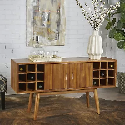 Edye Mid Century Light Oak Finished Wood Wine Bar Cabinet • $229.41