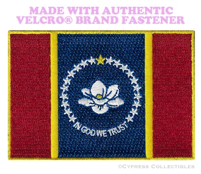 MISSISSIPPI FLAG PATCH EMBROIDERED 2020 New MAGNOLIA W/ VELCRO® Brand Fastener • $5.95