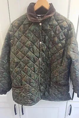 Equestrian Paisley HUSKY Made In England Quilted Jacket Size M/L • £12.95