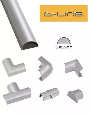 D-Line 30mm X 15mm Silver Mini Trunking PVC Cable Management Hide Cover • £2.99