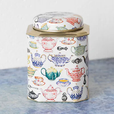 Colour Teapots Tea Storage Caddy Tin Small 1L Teabag Coffee Kitchen Canister Pot • £14