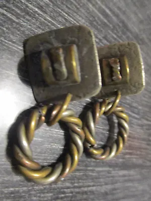 Vintage 80s Marjorie Baer MB SF Modernist Mixed Metal Dangle Clip Post Earrings! • $19.99