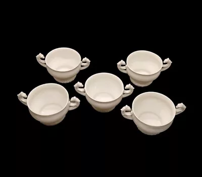 Set Of 5 T & V Limoges France Soup Cups Bowls White W/ Ivy Vine Relief Pattern  • $49.80