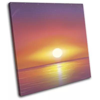 Vector Sunset Sea Ocean Landscapes SINGLE CANVAS WALL ART Picture Print • $69.99