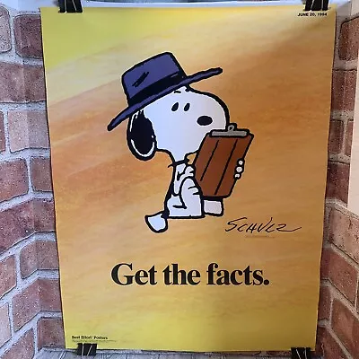 Vintage Peanuts Snoopy Poster 22 X17  Workplace Poster Get The Facts Motivation • $49.99